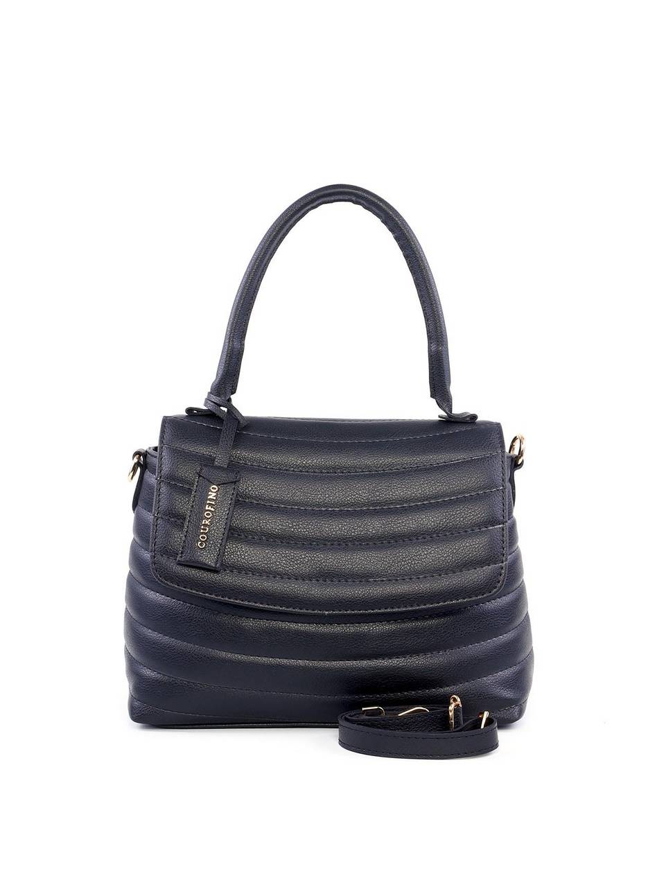 Bolsa Satchel em Matelasse com Bag Charm - Preta BSI-6216 - PR
