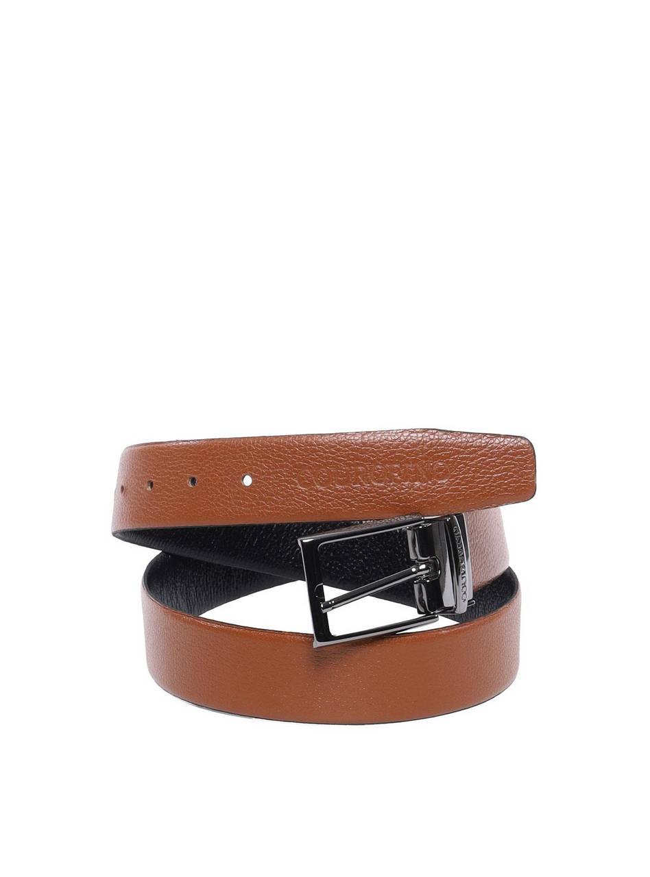 Cinto Masculino Social Largo Dupla Face - Preto e Castor  CTI-975 - PC