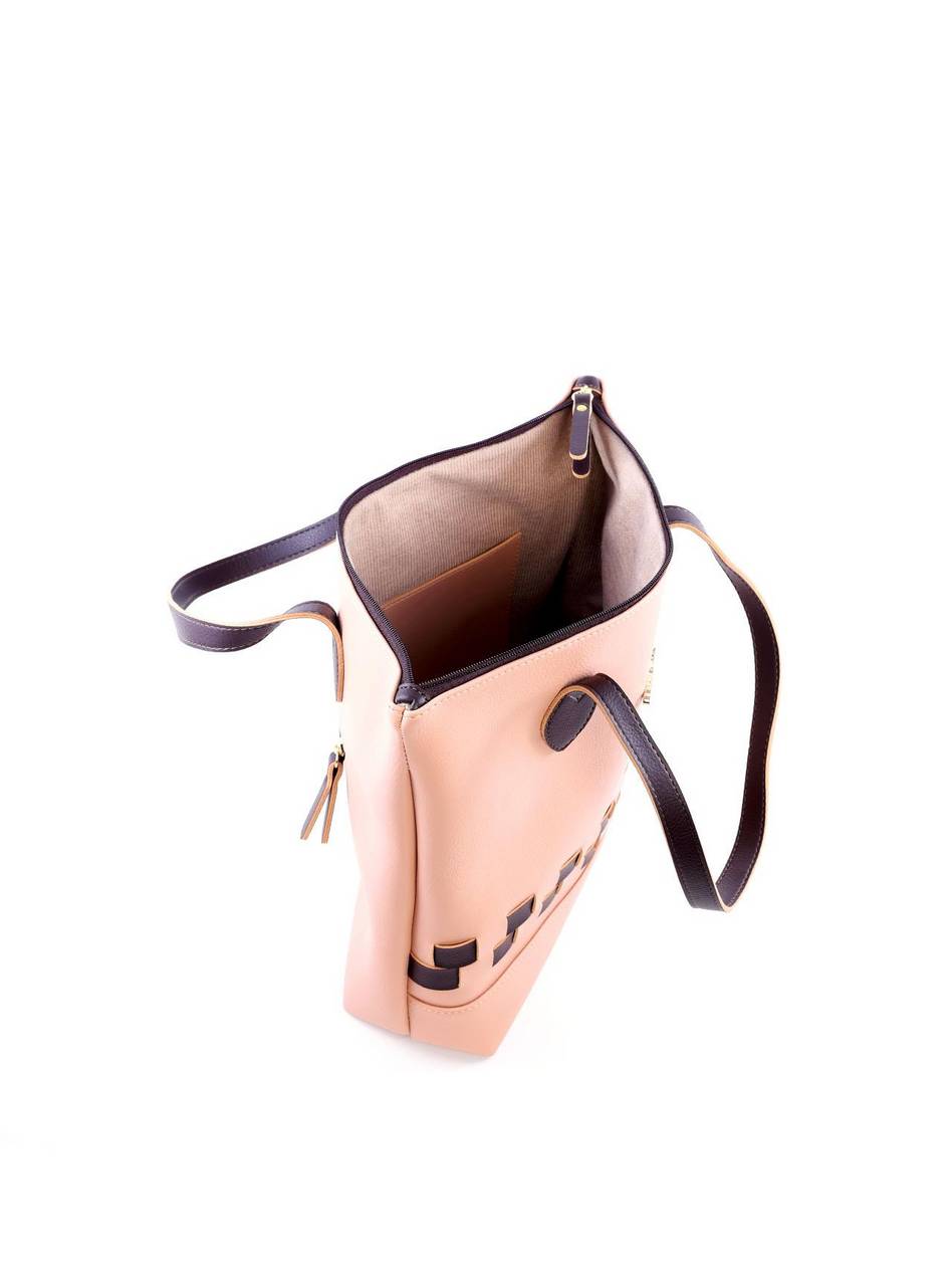 Bolsa Shopper Tiracolo com Tiras Entrelaçadas - Nude BSI-6070 - NU