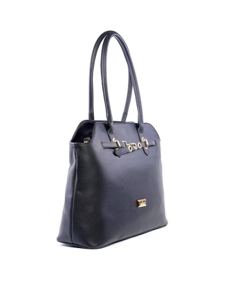 Bolsa com Detalhe de Cinto e Ilhós Frontal - Preta BSI-6187 - PR