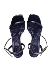 Sandália Tiras Finas Salto Alto Cromado - Preta SDI-11925 - PR