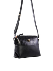 Bolsa Transversal Média com Detalhe Croco - Preta BSI-6488 - PR