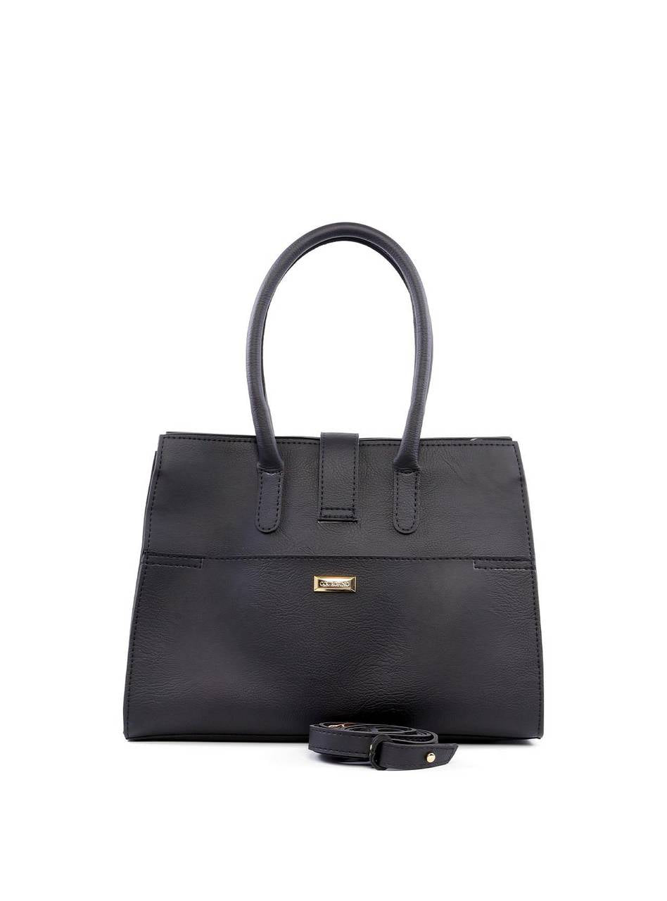 Bolsa Tote com Enfeite Meia Argola - Preta BSI-6227 - PR