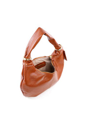 Bolsa Hobo de Couro com Argolas e Bag Charm - Castor BSI-6226 - CS