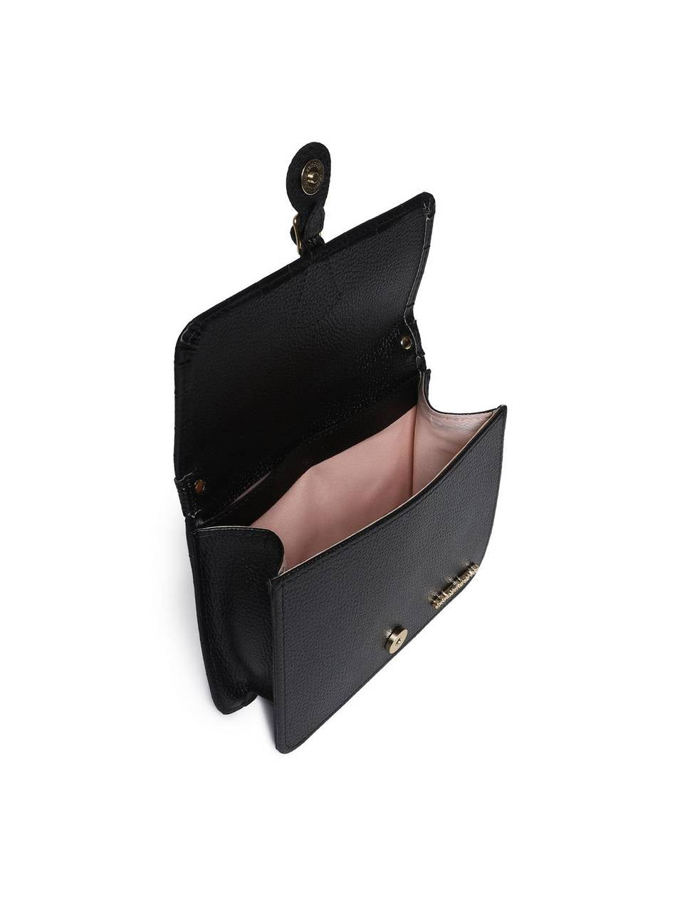 Bolsa Feminina Couro Pequena Saddle Transversal Preta BSI-5897 - PR