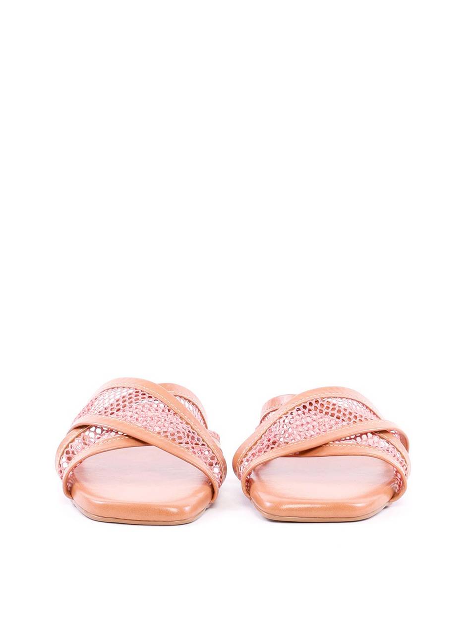 Rasteira com Tiras Cruzada e Tela - Nude SDI-11963 - NU