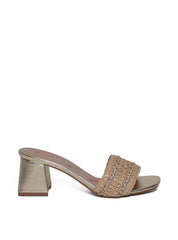 Tamanco Rosto Palha com Strass - Ouro SDI-11670 - AU
