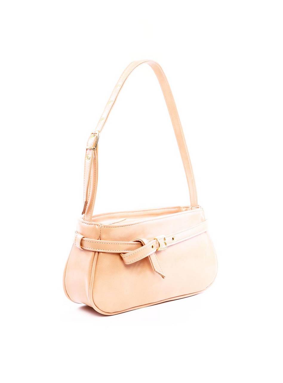 Bolsa Baguette com Detalhe de Cinto - Nude BSI-6151 - NU