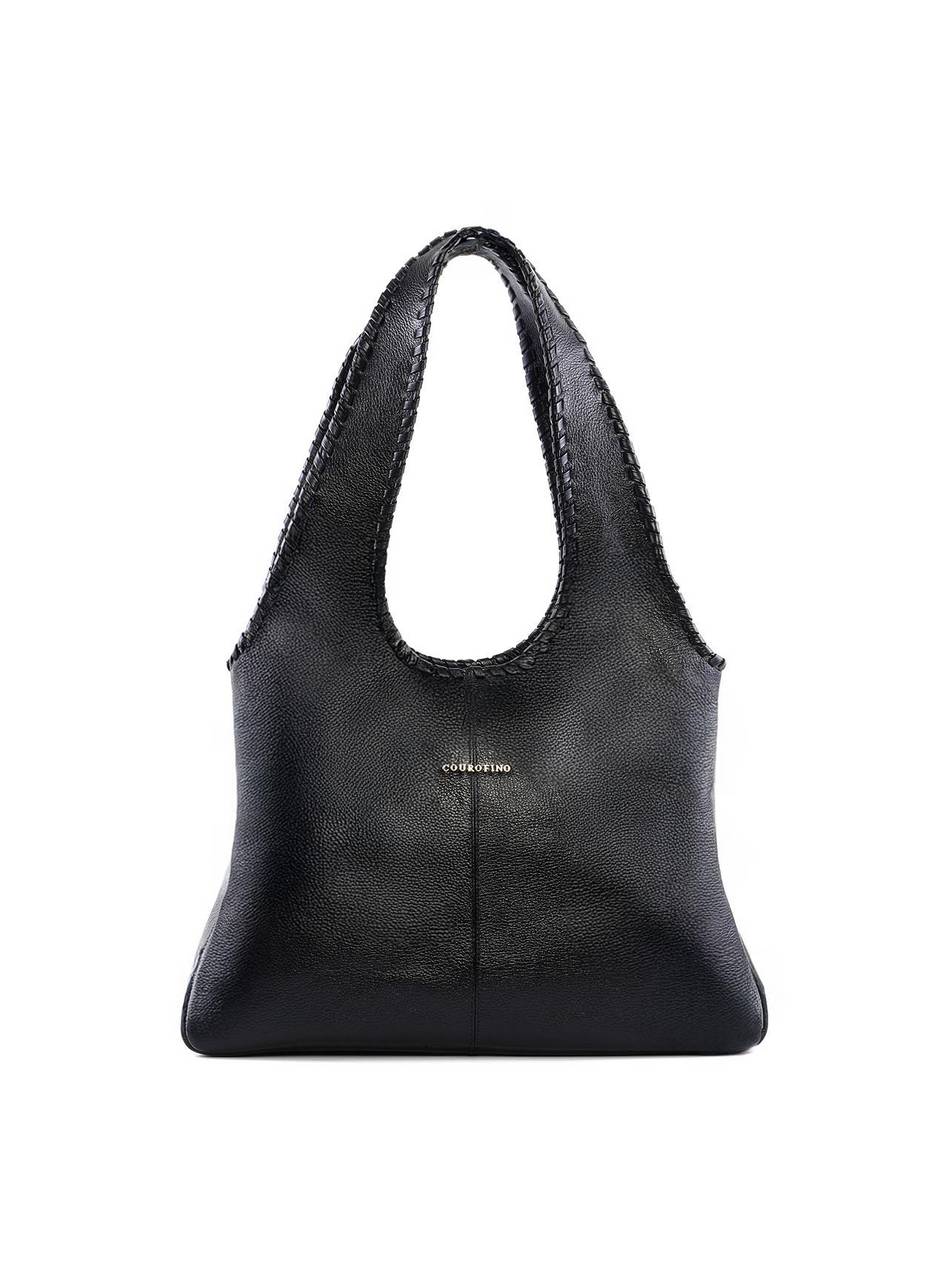 Bolsa Hobo Estilo Whipstitch - Preta BSI-6406 - PR
