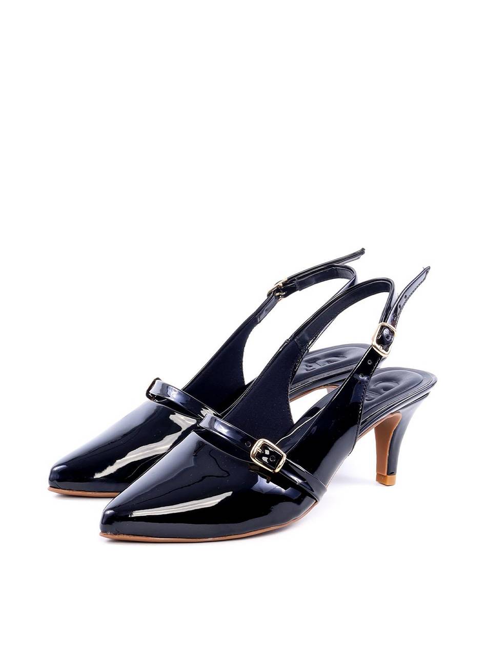 Scarpin Slingback Salto Kitten e Fivelas - Preta SDI-11759 - PR