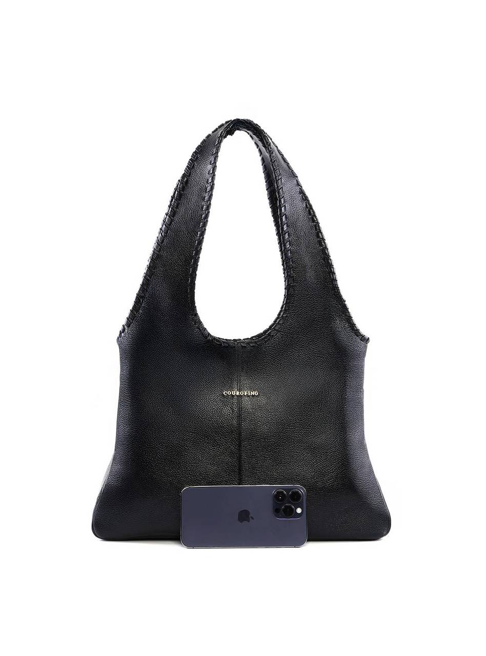 Bolsa Hobo Estilo Whipstitch - Preta BSI-6406 - PR