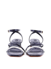 Sandália Salto Bloco com Tira Lateral e Strass - Preta SDI-11919 - PR