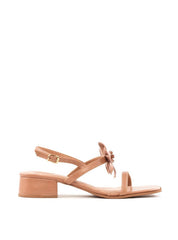 Sandália Salto Bloco Enfeite Flor - Nude SDI-12034 - NU
