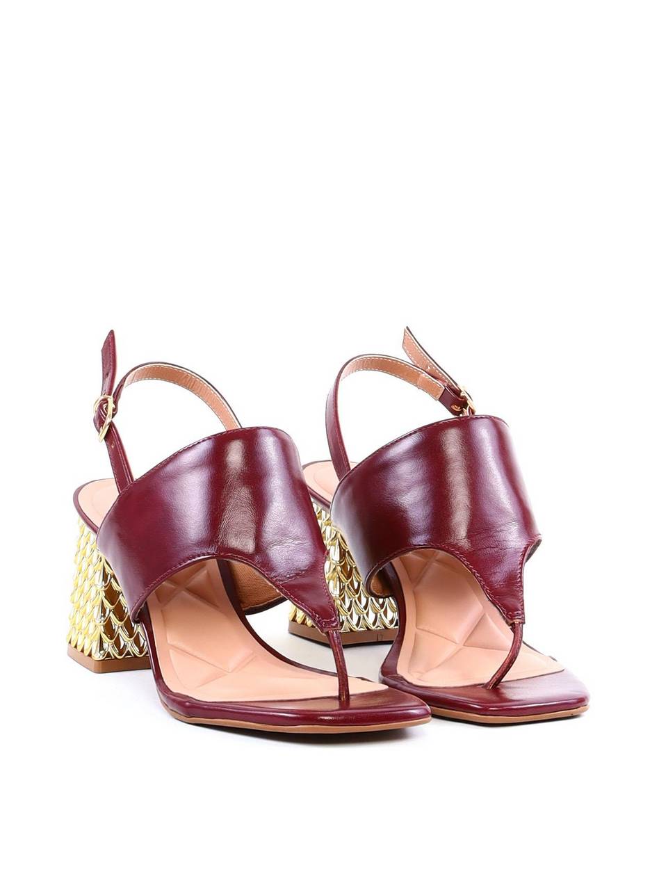 Sandália de Salto Bloco em Escama - Vinho SDI-12008 - VI