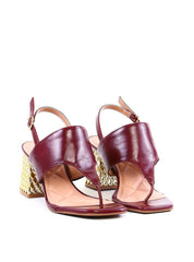 Sandália de Salto Bloco em Escama - Vinho SDI-12008 - VI