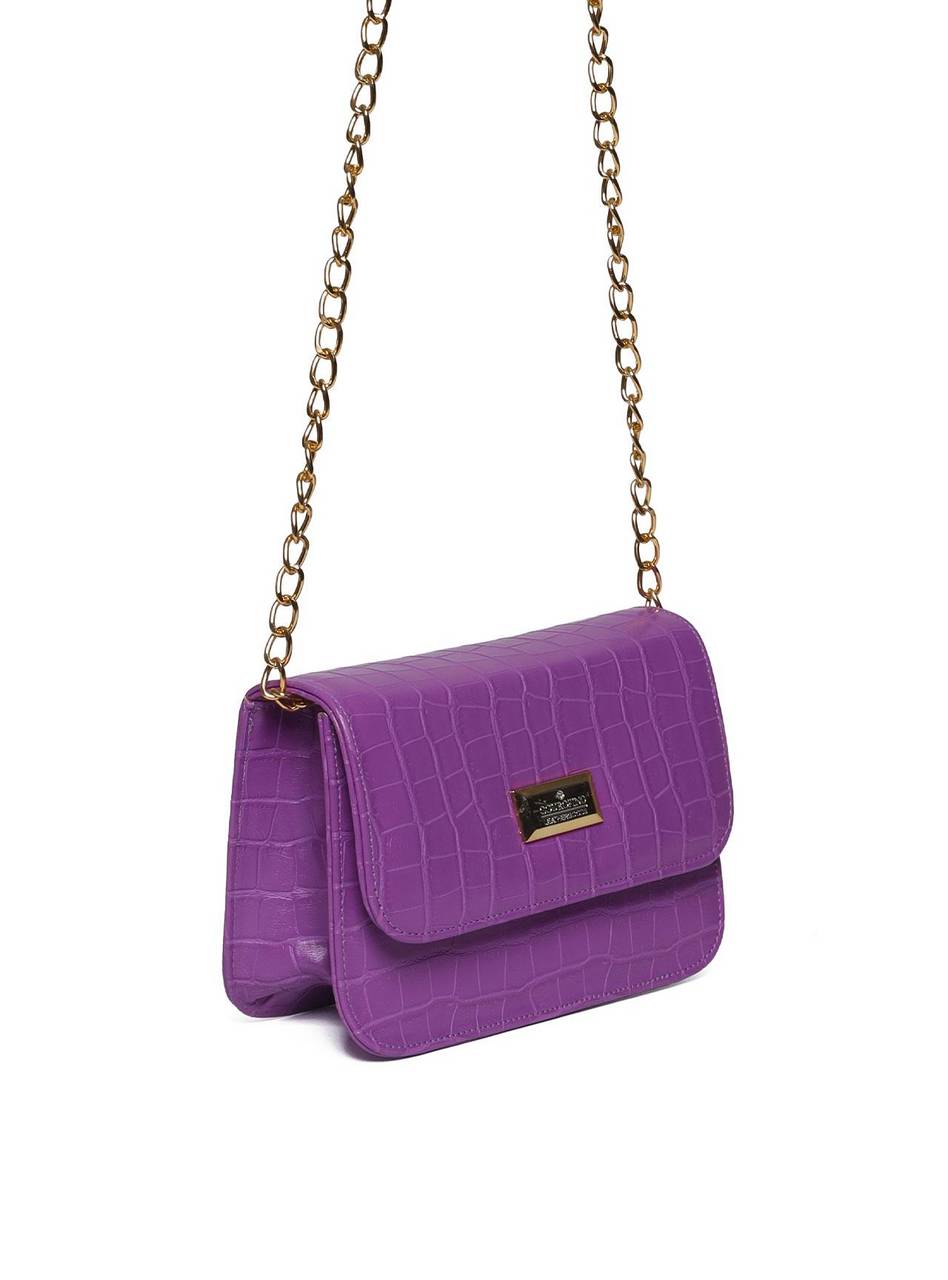 Bolsa Saddle Pequena Estruturada Alça Transversal Roxa BSI-5724 - RO