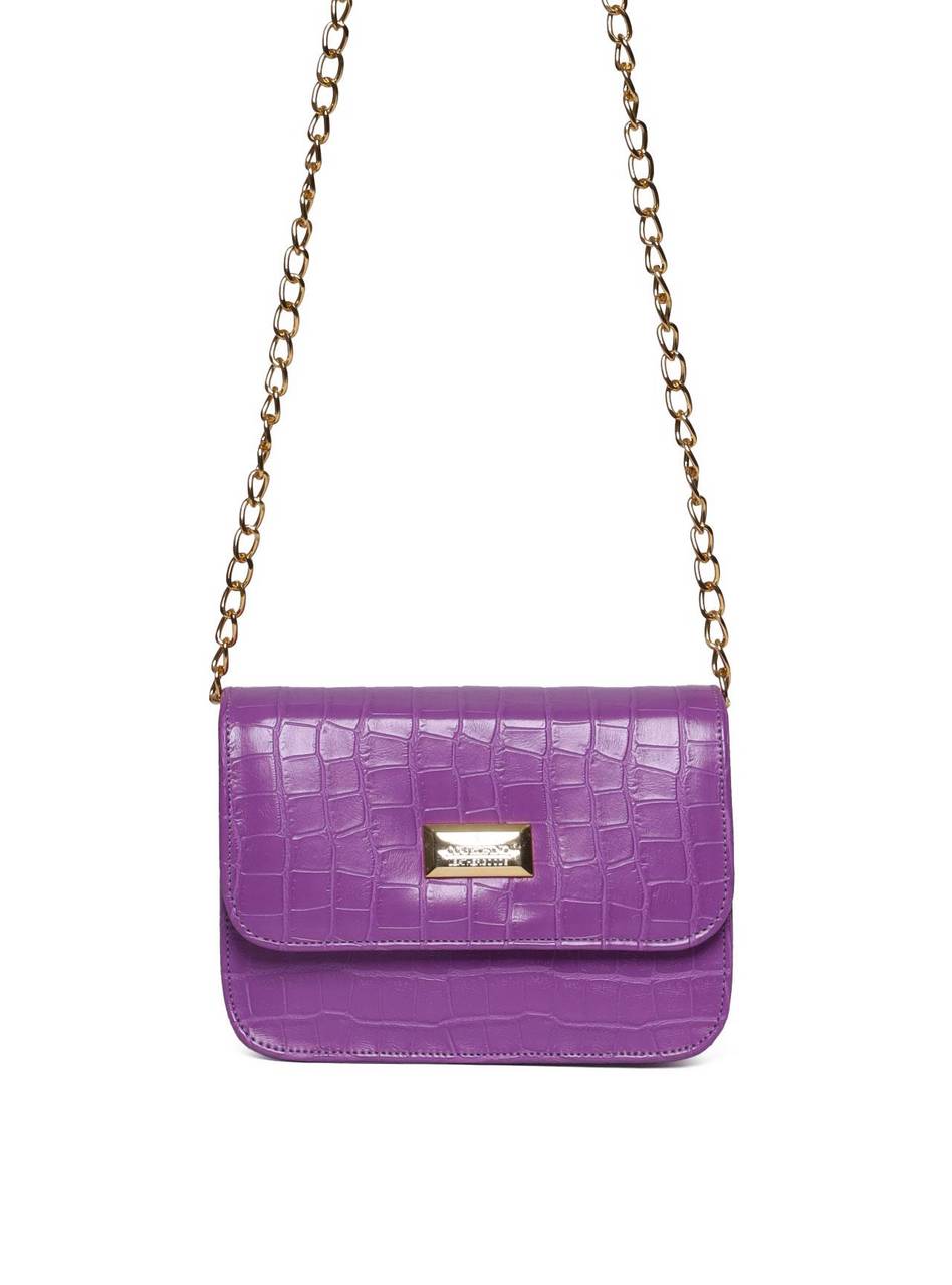 Bolsa Saddle Pequena Estruturada Alça Transversal Roxa BSI-5724 - RO