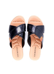 Rasteira Comfort Tiras Cruzadas Detalhe CF - Preta SDI-11988 - PR