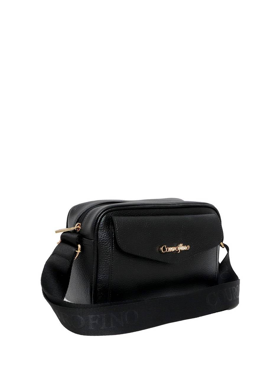 Bolsa Bag Média Transversal Bolso Externo Preta BSI-5323 - PR
