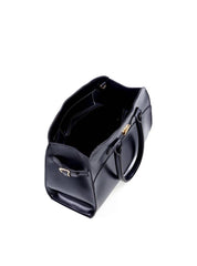 Bolsa Tote de Alça Dupla com Costuras e Fivelas - Preta BSI-6209 - PR