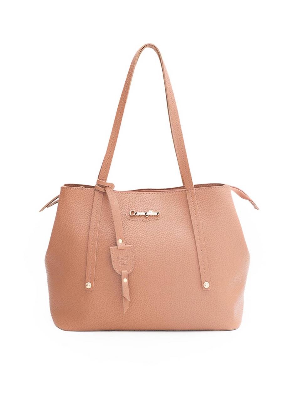Bolsa Shopper Média Tiracolo Zíper Puxador Nude BSI-5173 - NU