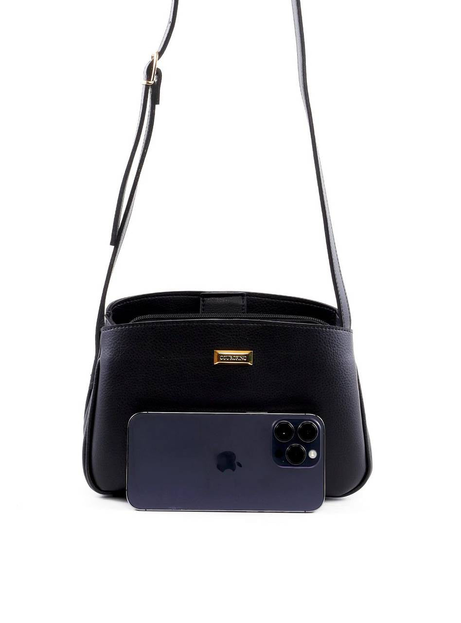 Bolsa Tote Transversal com 3 Divisórias - Preta BSI-6411 - PR