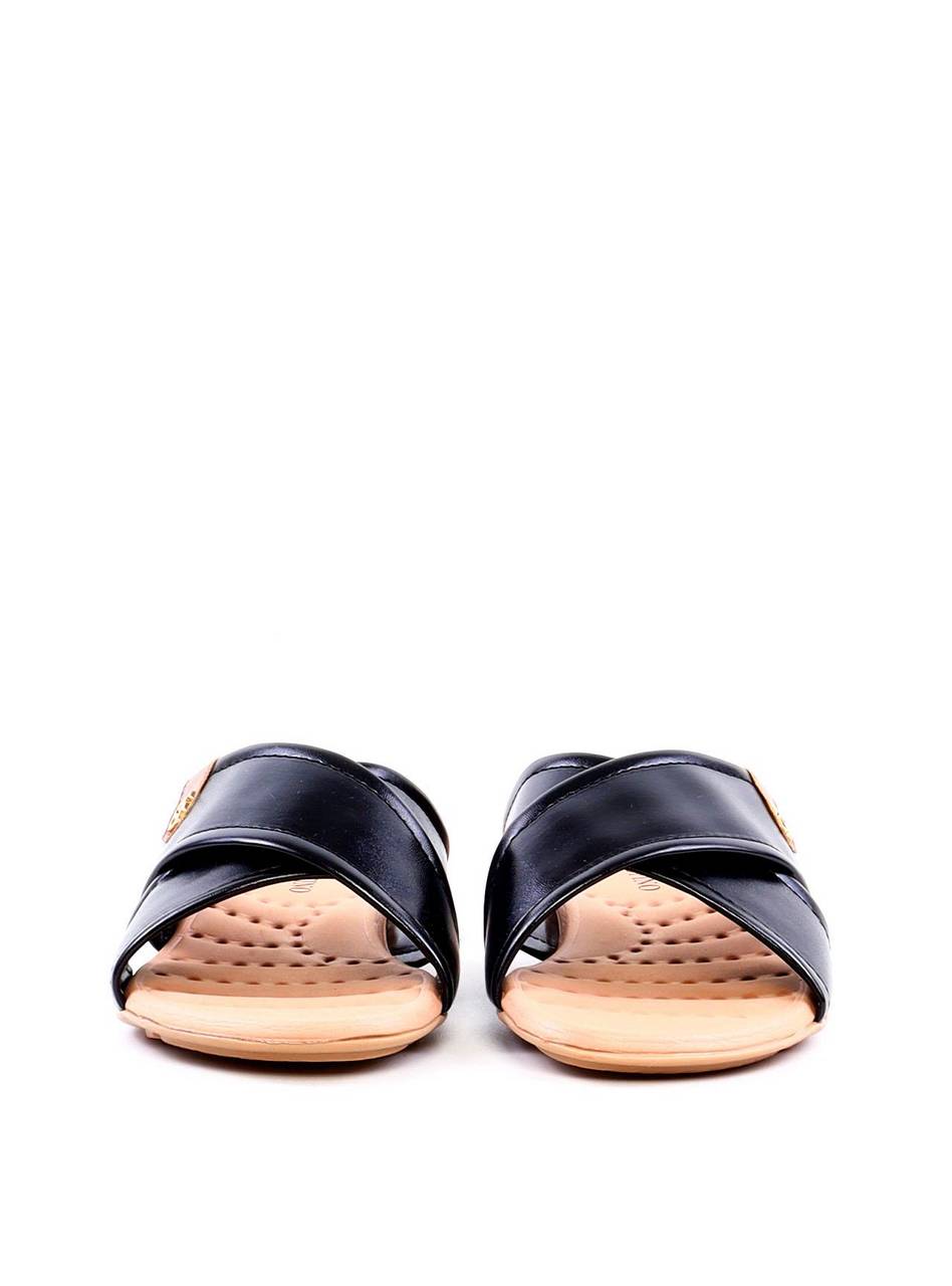 Rasteira Comfort Tiras Cruzadas Detalhe CF - Preta SDI-11988 - PR