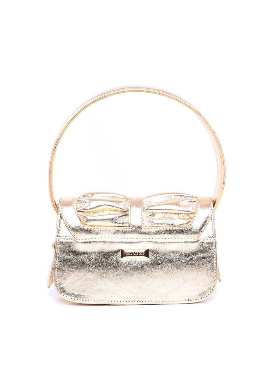 Bolsa Satchel Drapeado com Alça Dupla Removível - Ouro BSI-5933 - AU