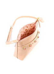 Bolsa Tote Transversal com Pedraria - Nude BSI-6362 - NU