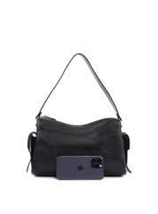 Bolsa Hobo com Bolsos Laterais - Preta BSI-6452 - PR