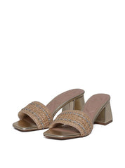 Tamanco Rosto Palha com Strass - Ouro SDI-11670 - AU