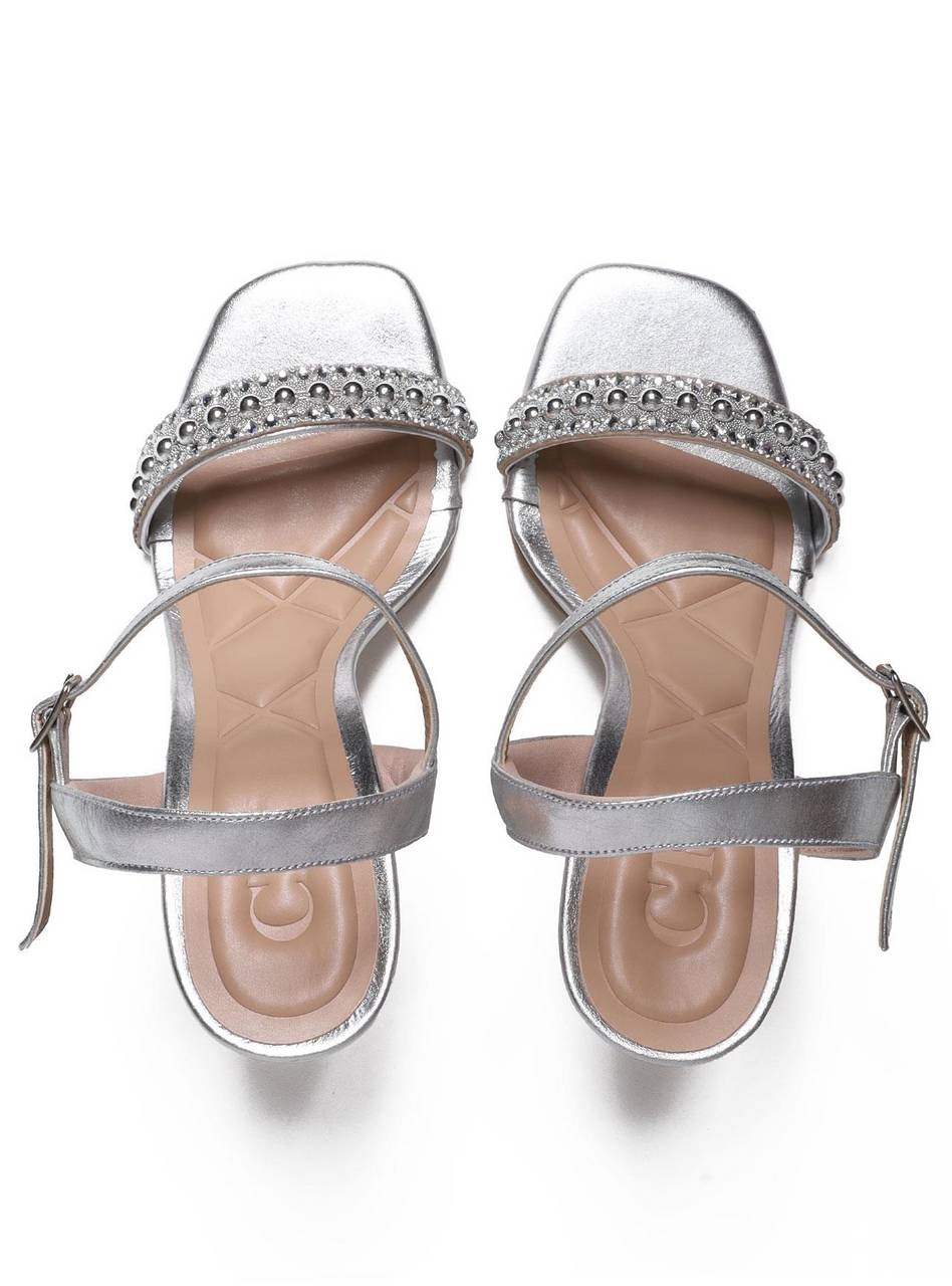 Sandália Feminina Salto Alto Fino - Prata SDI-11616 - PT