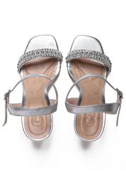 Sandália Feminina Salto Alto Fino - Prata SDI-11616 - PT