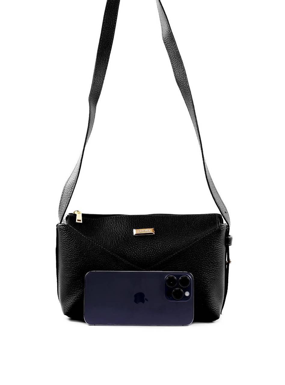 Bolsa Tote Transversal com Costura Frontal - Preta BSI-6451 - PR