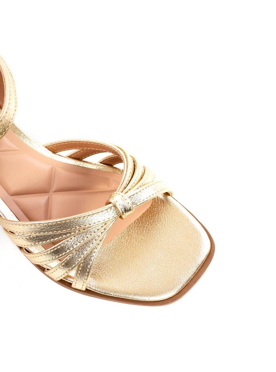 Sandália de Salto Bloco com Tiras Cruzadas - Ouro SDI-12159 - AU