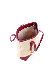 Bolsa Shopper em Palha com Bag Charm - Vinho BSI-6247 - VI