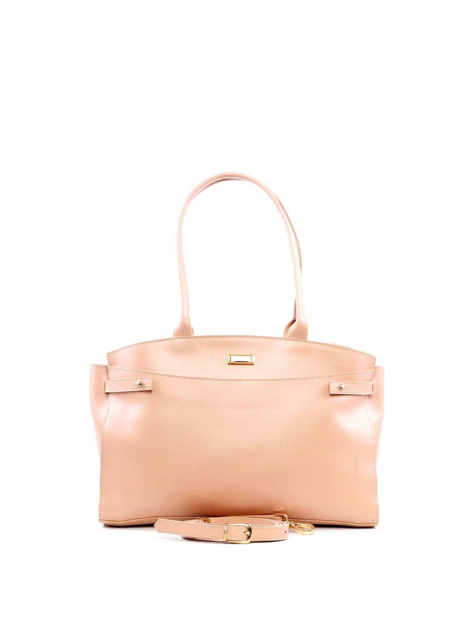 Bolsa Tote de Alça Dupla e Tiras Laterais - Nude BSI-6225 - NU