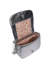 Bolsa Satchel Pequena Couro Alça Dupla - Prata BSI-5978 - PT