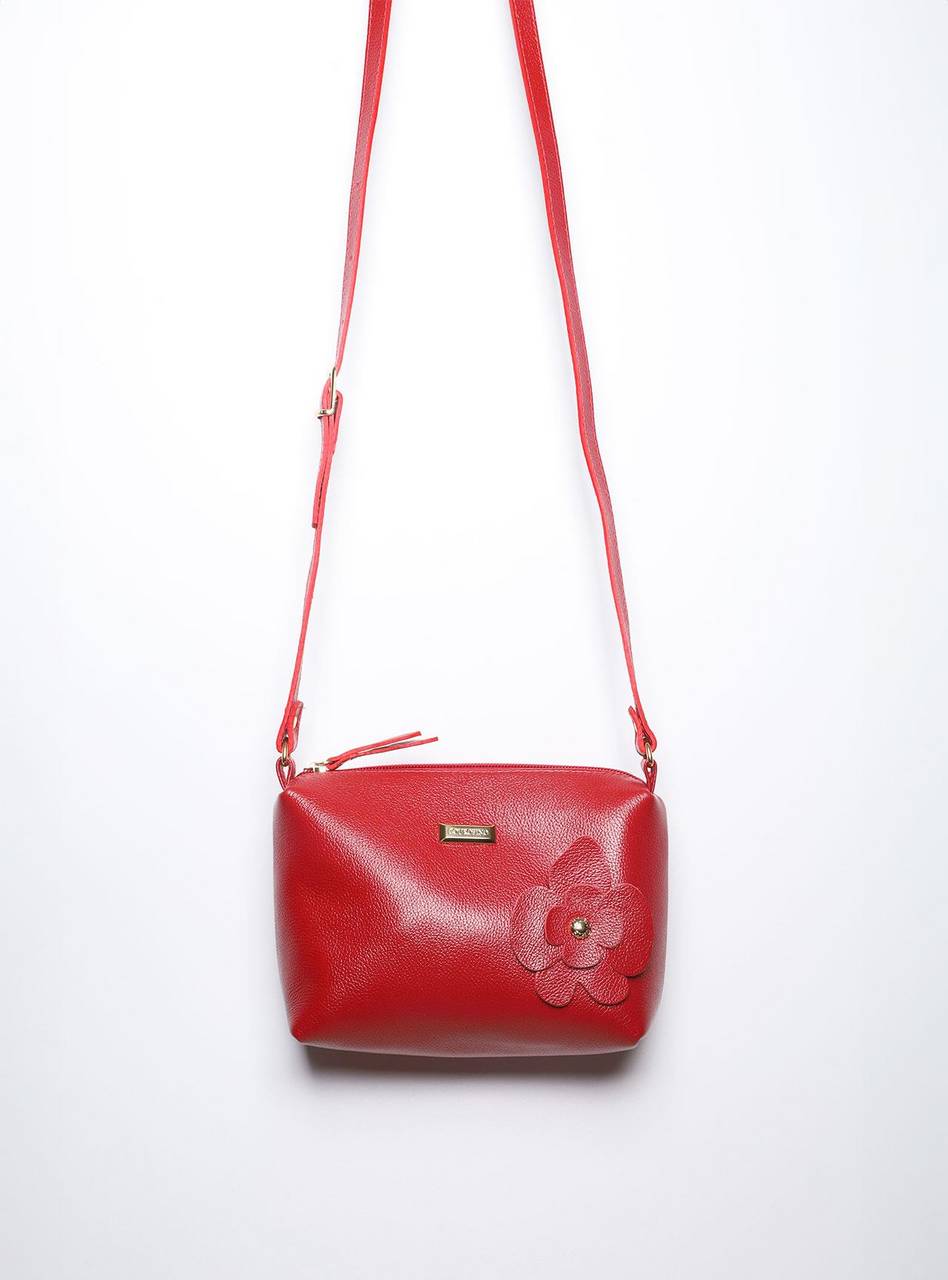 Bolsa Clutch Pequena Couro Transversal Vermelha BSI-5863 - VE