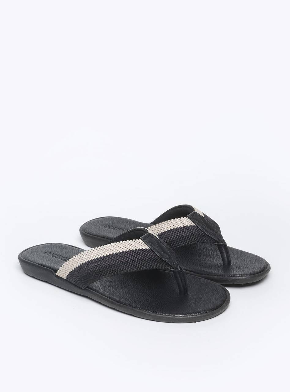 Sandália Masculina Chinelão Couro Cabresto Reto - Preta SDI-11555 - PR