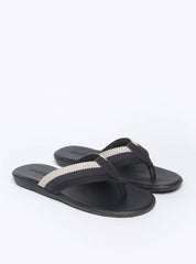 Sandália Masculina Chinelão Couro Cabresto Reto - Preta SDI-11555 - PR
