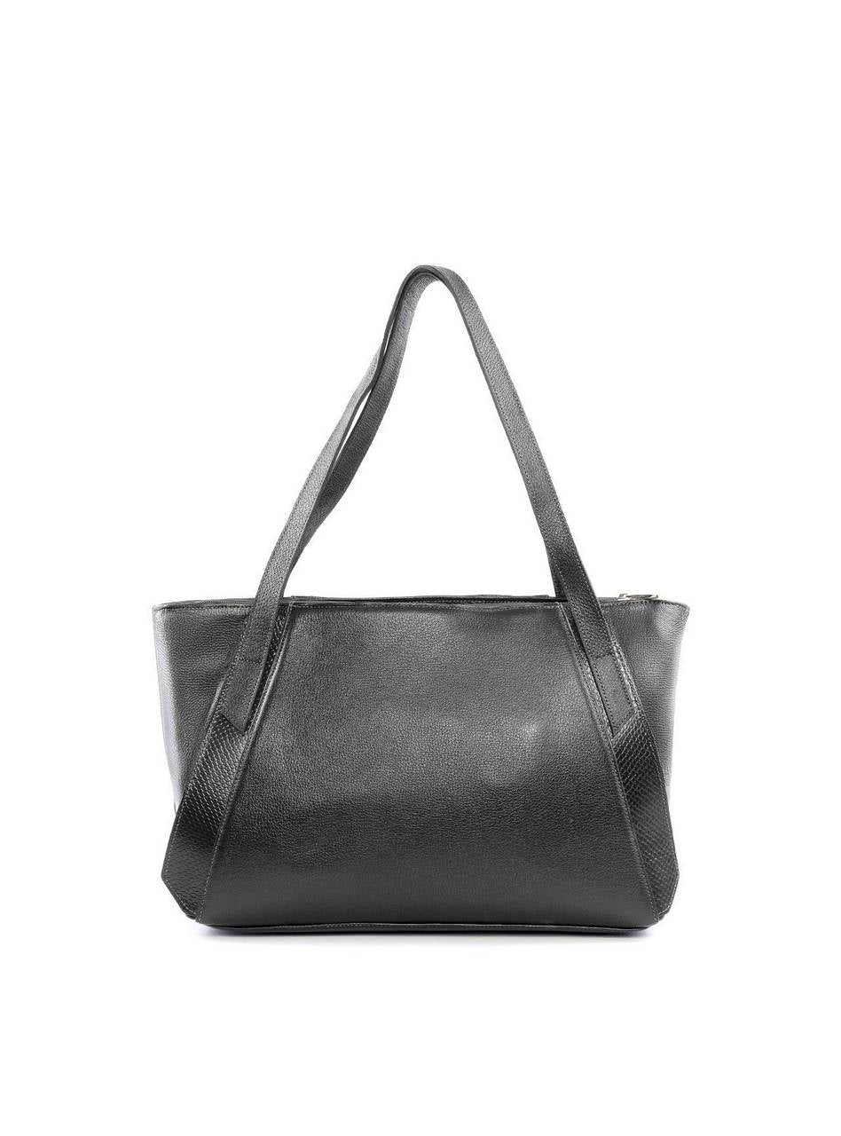 Bolsa Tote com Detalhe de Fivela e Recorte - Preta BSI-6189 - PR