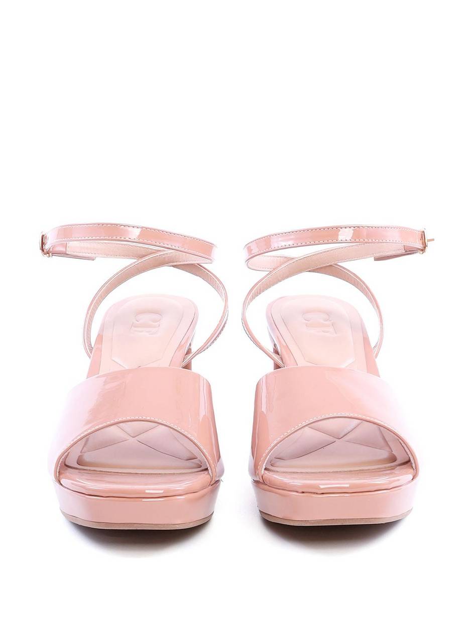 Sandália Salto Bloco Meia Pata Verniz - Nude SDI-11756 - NU