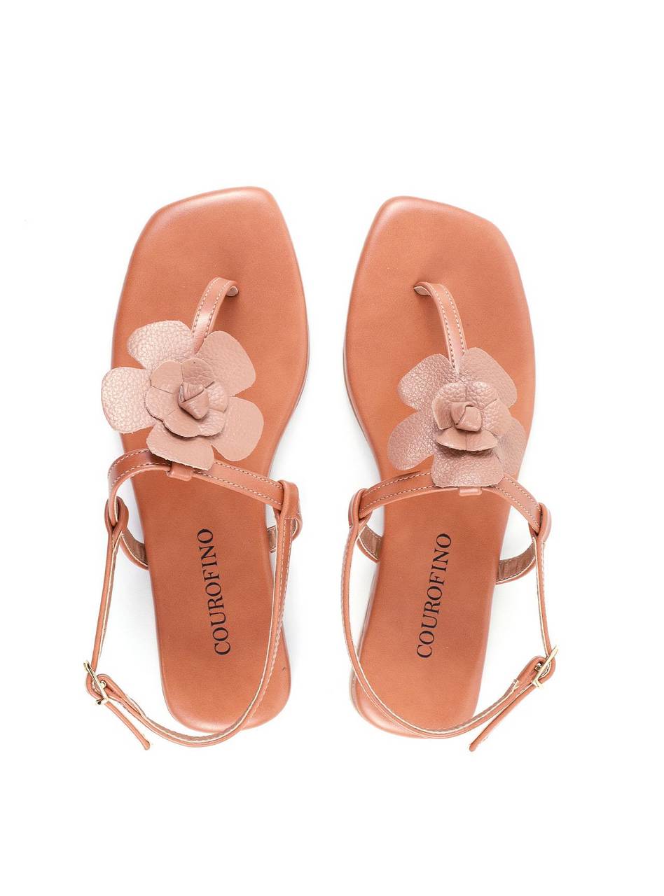 Rasteira de Dedo com Fivela e Flor - Nude SDI-11847 - NU
