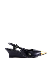 Scarpin Slingback com Biqueira Cromada - Preta SD-12014 - PR