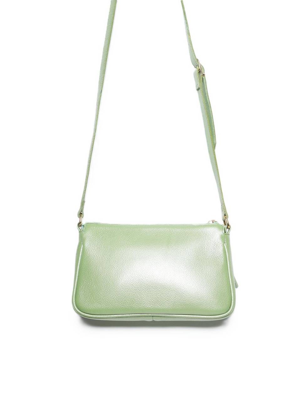 Bolsa Clutch Couro Pequena Transversal Verde BSI-5873 - VD
