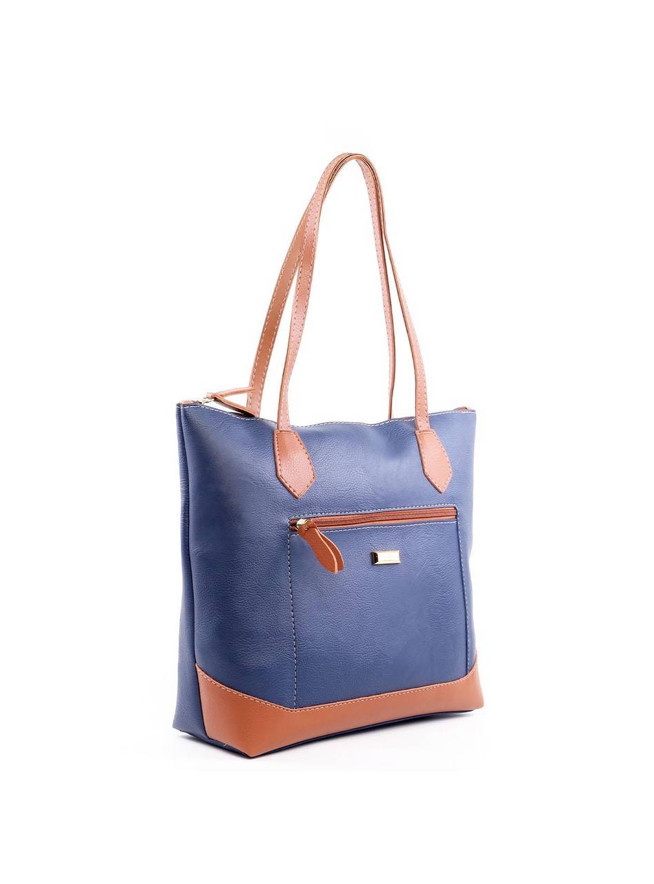Bolsa Feminina Zíper Puxador Detalhes Recortes - Azul BSI-5979 - AZ