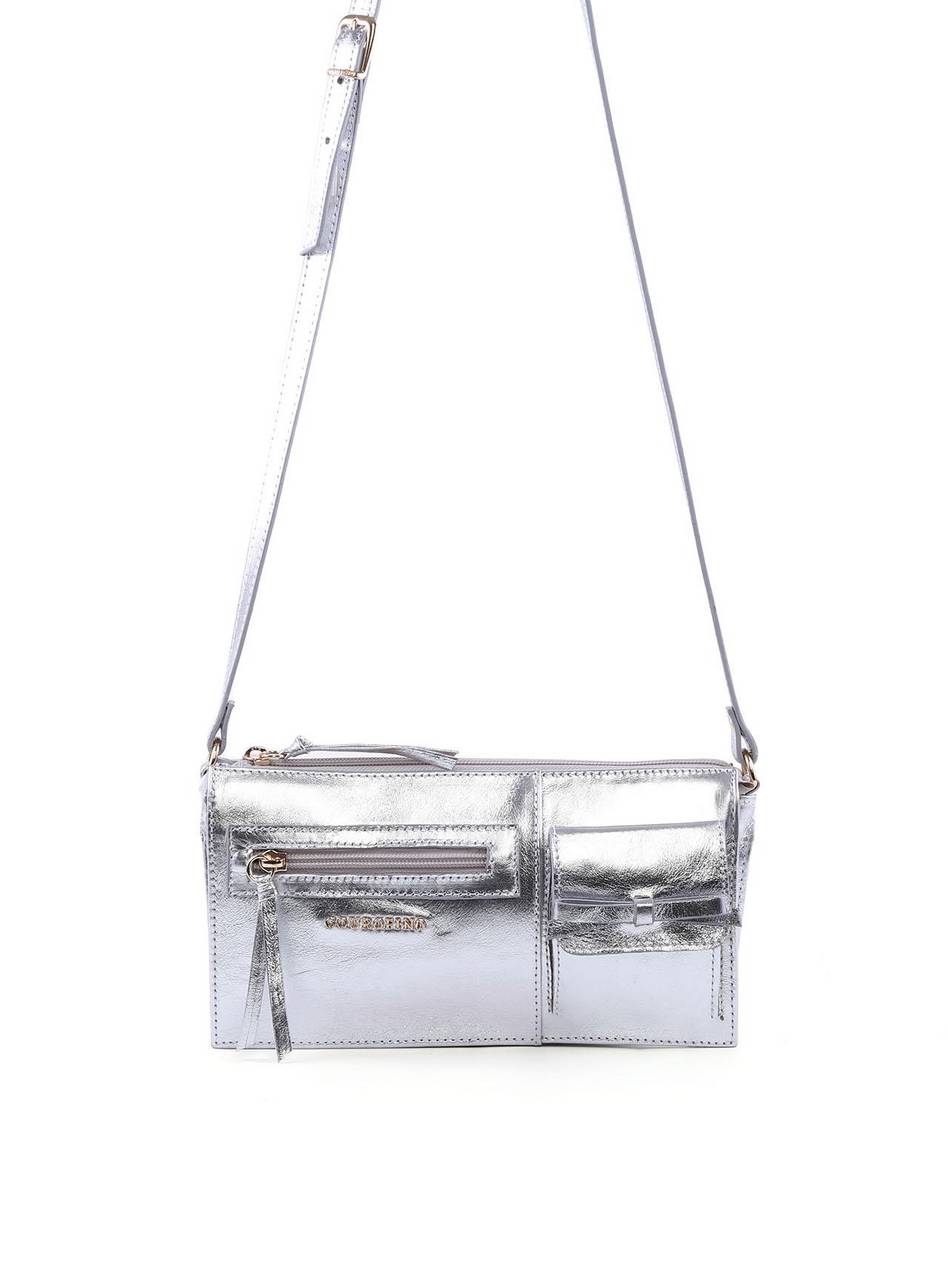 Bolsa Transversal Retangular Laço - Prata BSI-6383 - PT