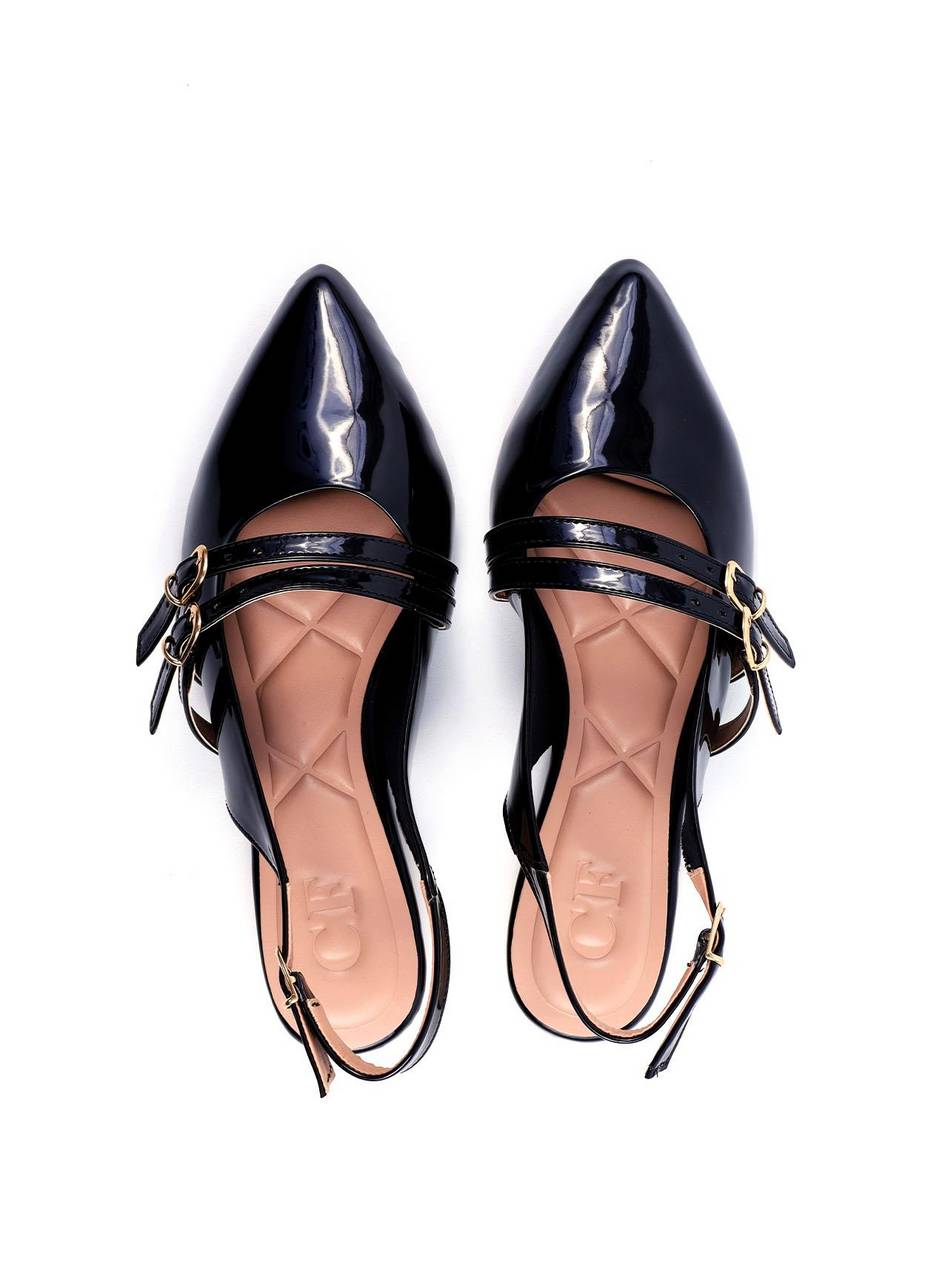 Sandália Slingback com Fivelas Laterais - Preta SDI-11736 - PR