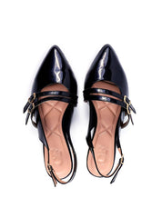 Sandália Slingback com Fivelas Laterais - Preta SDI-11736 - PR